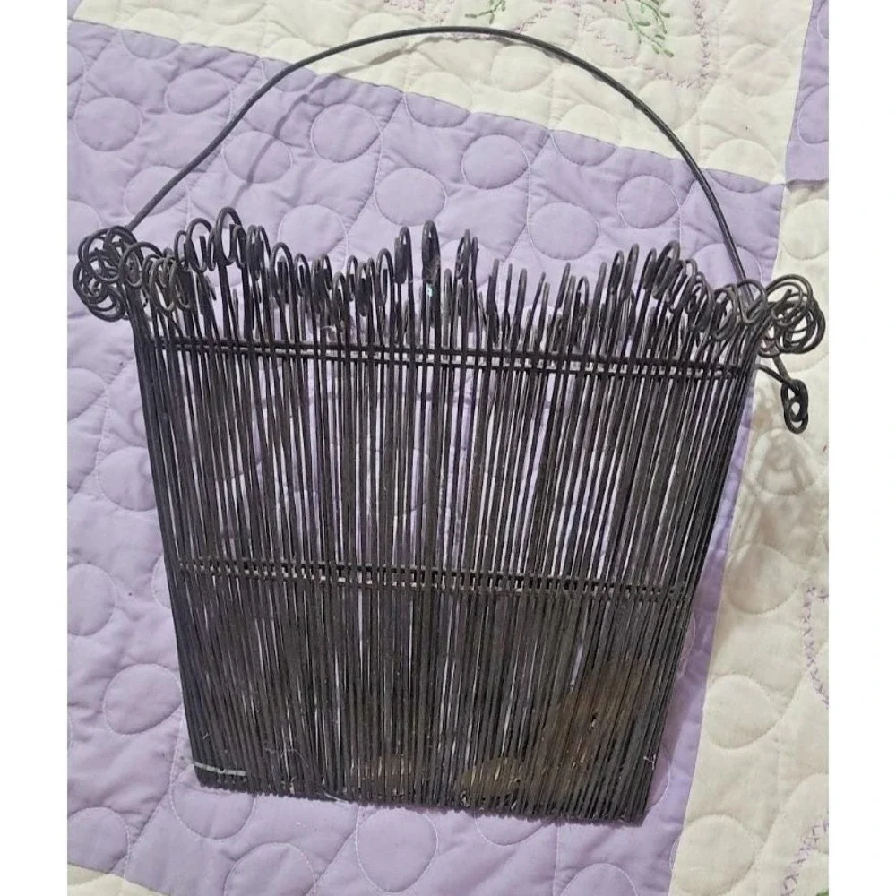 wrought iron wire pocket hanging basket, plants, decor,  garden display, industr